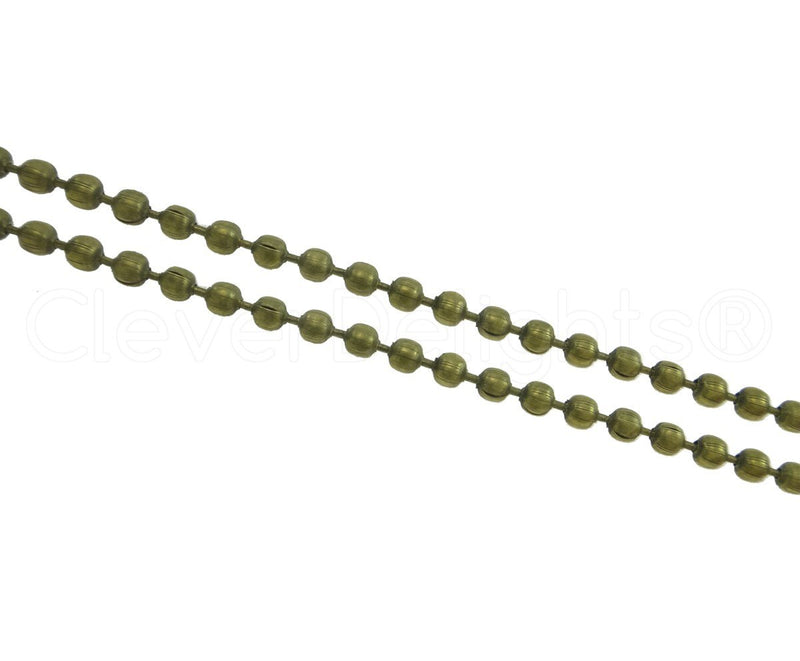  [AUSTRALIA] - CleverDelights Ball Chain Spool - 100 Feet - Antique Bronze Color - 2.4mm Ball - #3 Size - Bulk Roll