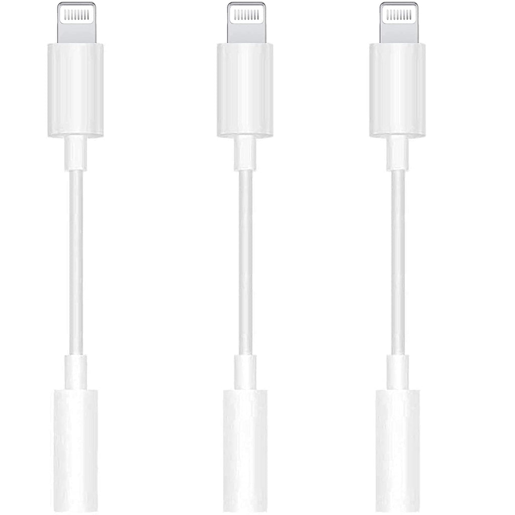  [AUSTRALIA] - Apple MFi Certified 3 Pack Lightning to 3.5 mm Headphone Jack Adapter iPhone 3.5mm Jack Aux Dongle Cable Earphones Headphones Converter Compatible with iPhone 12 12 Pro11 XR XS X 8 7 iPad iPod