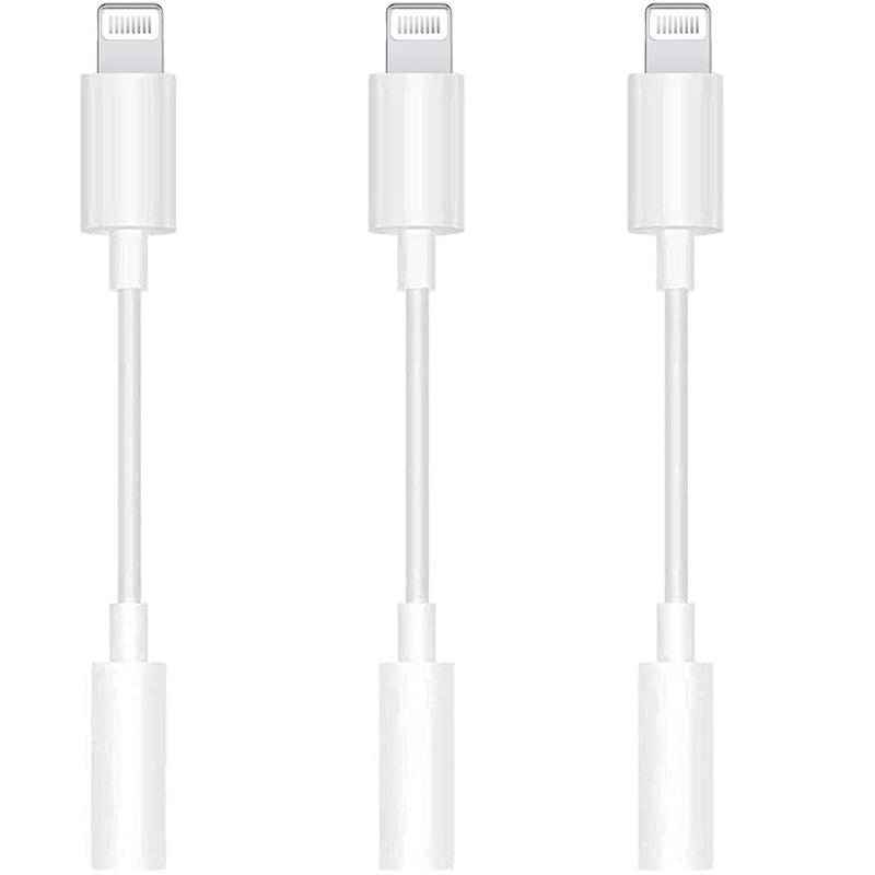  [AUSTRALIA] - Apple MFi Certified 3 Pack Lightning to 3.5 mm Headphone Jack Adapter iPhone 3.5mm Jack Aux Dongle Cable Earphones Headphones Converter Compatible with iPhone 12 12 Pro11 XR XS X 8 7 iPad iPod