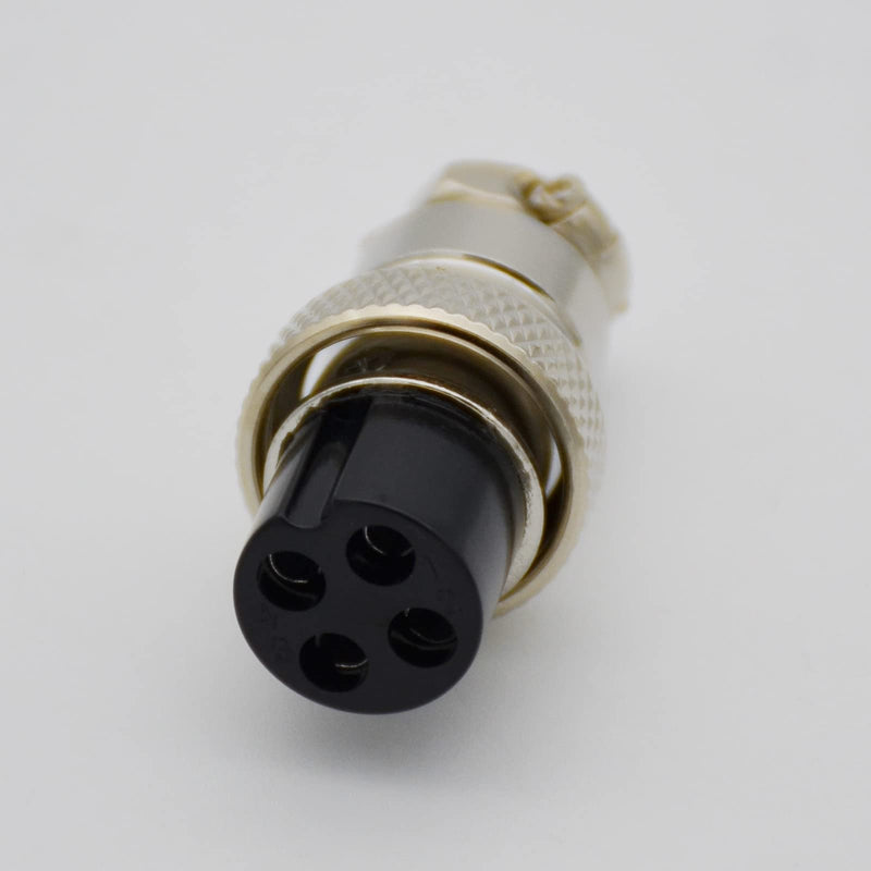  [AUSTRALIA] - Czyuntuo Aviation Plug Connector GX16 4 Pins Female Panel Metal Wire Connector 16mm Chassis Socket (5-Pack)