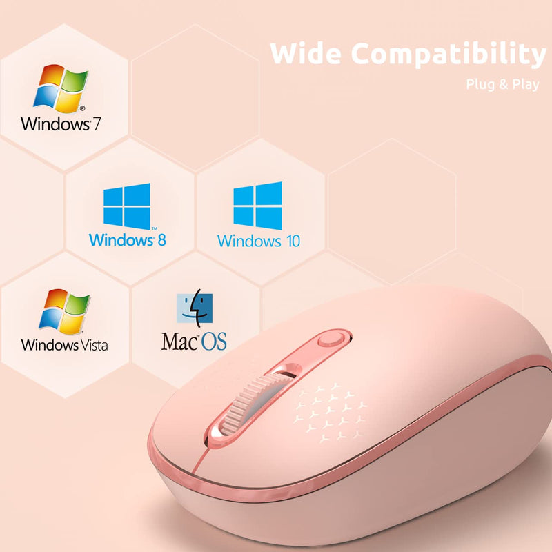 [AUSTRALIA] - Wireless Mouse, Trueque 2.4G Silent Computer Mouse for Laptop, Ergonomic Optical Wireless Mouse with USB Receiver 3 Adjustable DPI Levels for Laptop, PC, Windows, Tablet, Chromebook,MacBook(Pink) A2-Pink