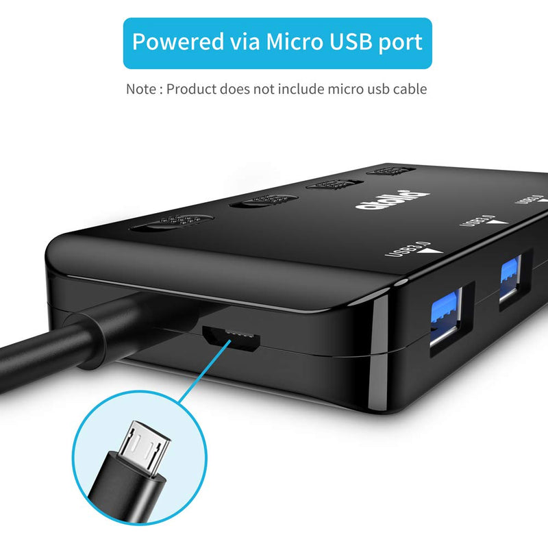 USB 3.0 HUB, atolla USB Hub with SD/Micro SD Card Reader, USB Splitter with 3 USB Ports, 2 Card Slots and Individual LED Power Switches Black - LeoForward Australia