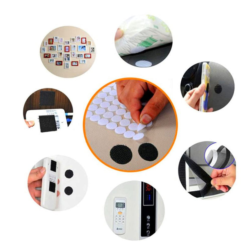  [AUSTRALIA] - UCLEVER Self Adhesive Dots Strong Adhesive Hook & Loop Dots 1000Pairs(500Pairs White, 500Pairs Black) 0.39" Diameter Waterproof Sticky Glue Coins Tapes Suitable for Classroom, Office, Home