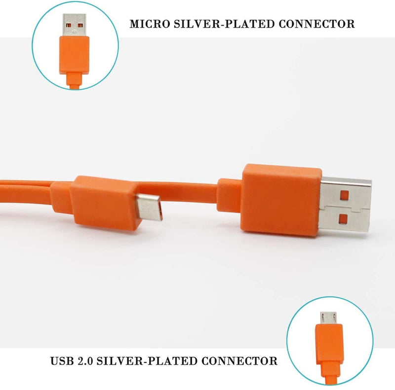 USB Fast Power Charging Charger Cable Cord for JBL Wireless Bluetooth Speaker Earphone Headphone - 3.3FT & Orange - LeoForward Australia