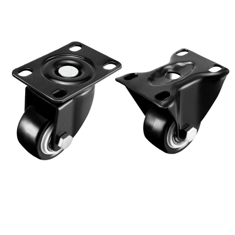  [AUSTRALIA] - uxcell Swivel Fixed Casters 1.5 Inch PU Top Plate Mounted Caster Wheels, 330lb Total Load Capacity, Pack of 4 (2 Pcs Swivel, 2 Pcs Fixed)