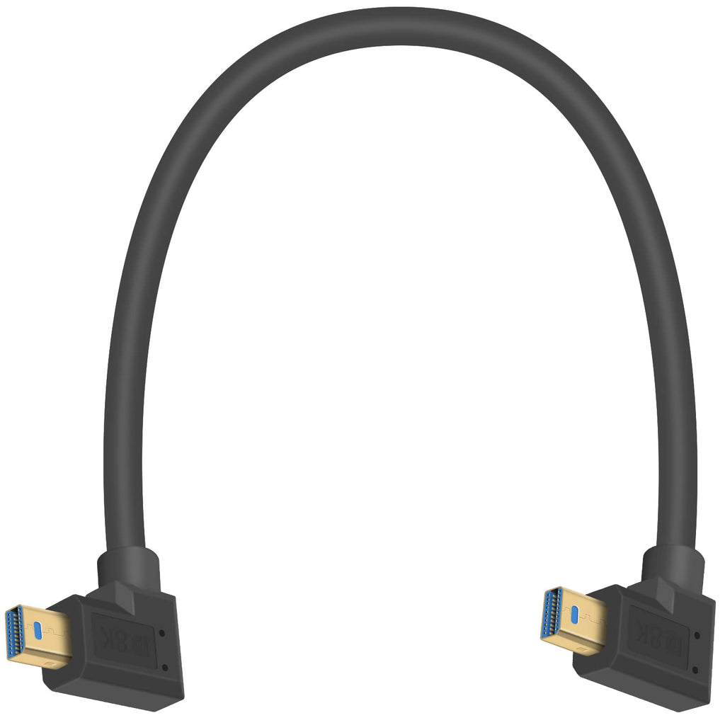  [AUSTRALIA] - Poyiccot 90 Degree Mini Displayport Cable 8k@60hz, Left Angle Mini Displayport to Left Angle Mini Displayport Cable, Work with Mini DP 1.4 Cable Laptop Computer (Not for Thunderbolt), 1ft in Black Mini DP - Left to Left