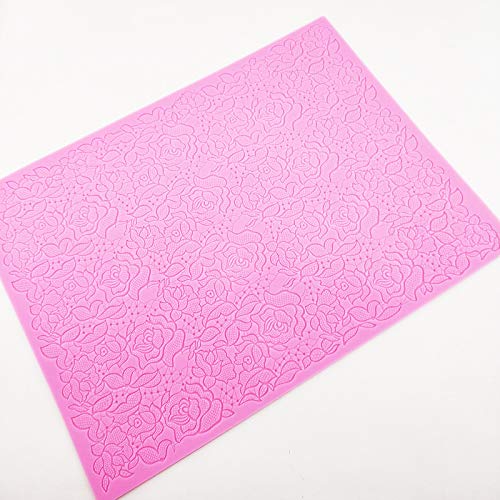  [AUSTRALIA] - Allinlove Silicone Imprint Mat Gum Paste Rose Flower Press Mold Cake Embosser Silicone Lace Mat Fondant Decorating Mold Embossing Mold DIY Baking Tools Sugarcraft Clay Mould Cupcake Decoration