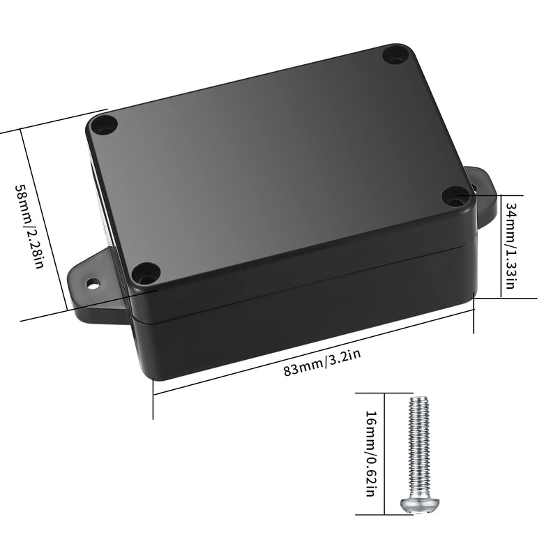  [AUSTRALIA] - Pack of 4 junction boxes, waterproof IP65, outdoor junction box, black, electronic project box, electrical accessories, plastic housing - 83 x 58 x 34 mm, 4 pieces