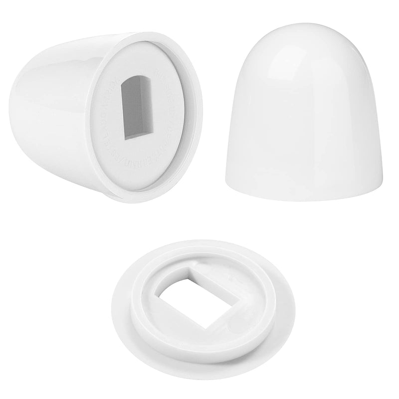  [AUSTRALIA] - Canomo 4 Packs Universal Plastic Round Toilet Push-On Bolt Caps, Almond, White, 1.44 Inch Height