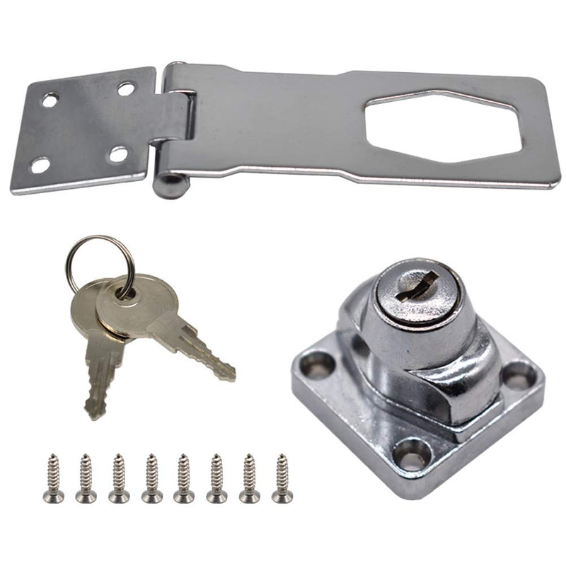  [AUSTRALIA] - 2Pcs Keyed Hasp Locks 4” x 1-5/8” Catch Latch Safety Lock Door Lock with Key 4 inch silvery 2Pcs