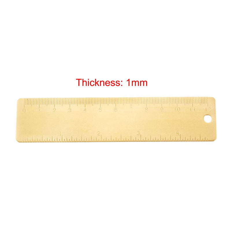  [AUSTRALIA] - uxcell Straight Brass Ruler 120mm 4 Inches Metric Measurement Tool Drawing Measuring Ruler 1mm Thickness