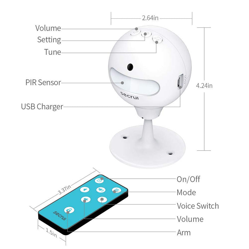  [AUSTRALIA] - Motion Sensor Alarm, 120 dB 5 Door Alarm Modes 4 Volume Levels with Remote Control Indoor Motion Detector Alarm for Home Shop Store PR3