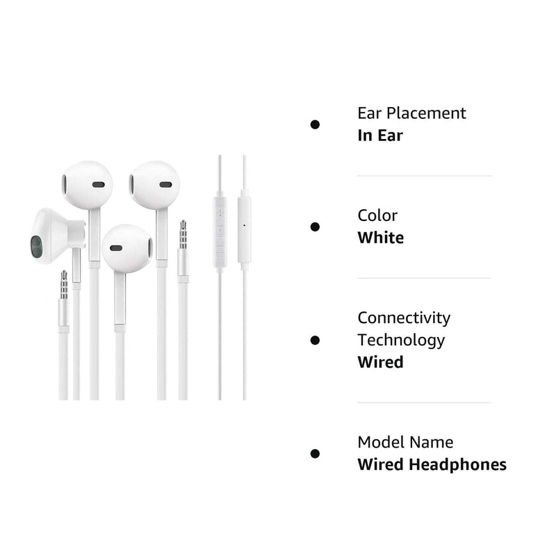  [AUSTRALIA] - [2 Pack] WEIZY Aux Earbuds, Vize 3.5mm Wired Headphones Noise Isolating Earphones Volume Control & Built-in Microphone Compatible with iPhone/Samsung/Android/MP3/MP4