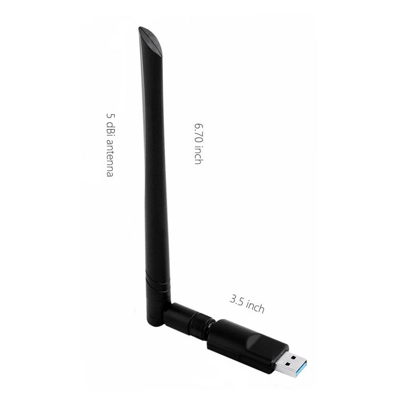  [AUSTRALIA] - Realtek RTL8812BU USB Wireless Adapter 1200 Mbps with 5 dBi Antenna Dual Band AC1200 WiFi Dongle IEEE 802.11 a b g n ac for Laptop Desktop USB 3.0 Network Adapter Support Windows 10 Mac