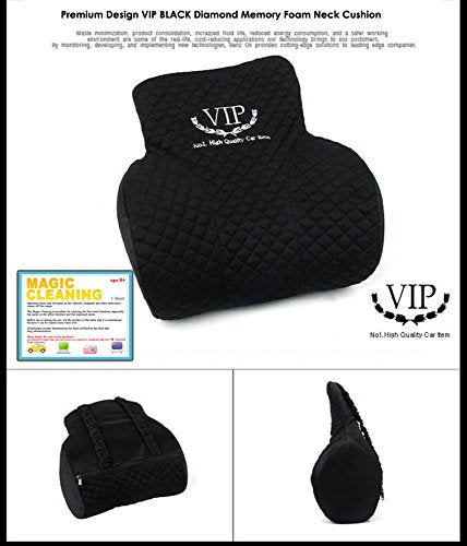  [AUSTRALIA] - VIP Luxury Black Memoryform Cushions Car Seat Head Neck Rest Cushion Headrest Pillow Pad for Car Motors Auto Vehicle(1pack)