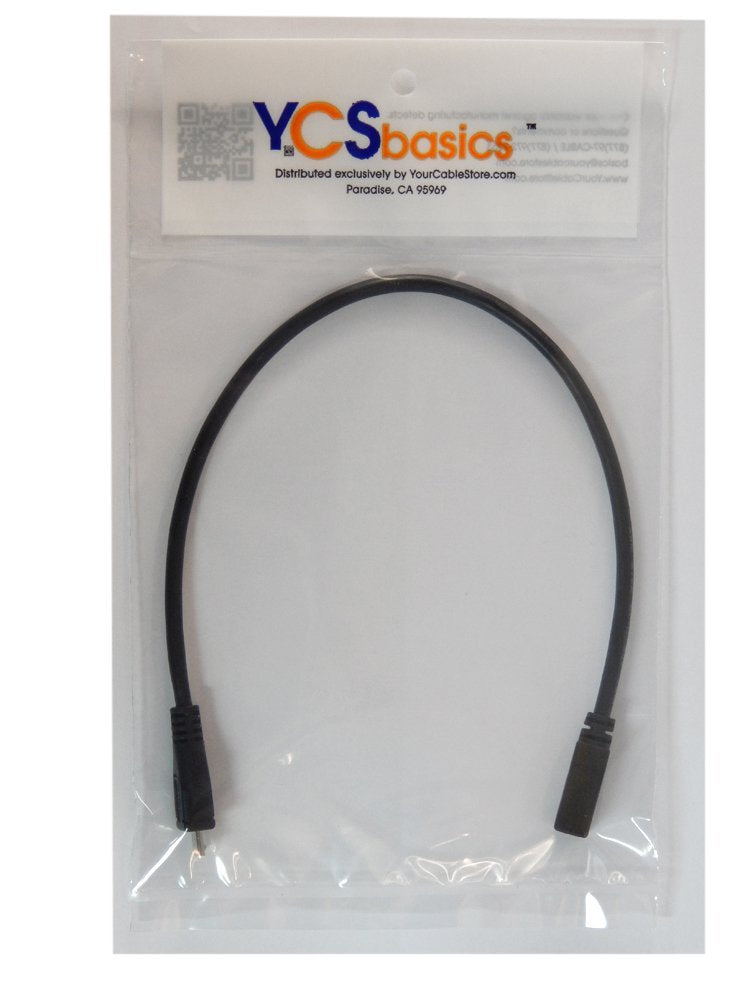  [AUSTRALIA] - YCS Basics Black 1 Foot Cellphone/Tablet USB Micro Male to Female Sync & Charging Extension Cable 01 Ft 1 Pack