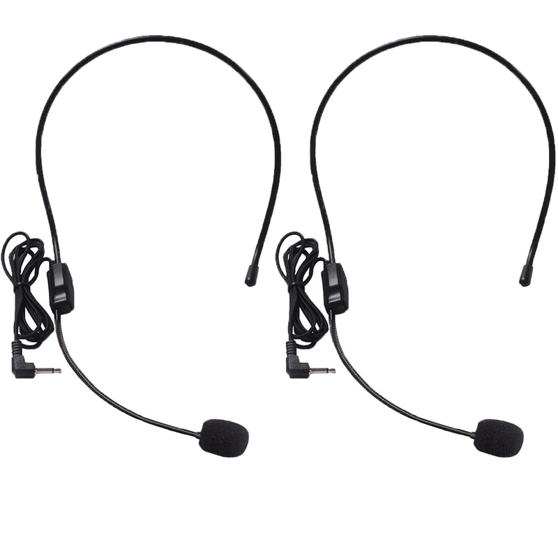  [AUSTRALIA] - HUACAM Headset Microphone, Set of 2, Hands Free Microphone Headset for Singing, Flexible Wired Boom for Voice Amplifier,Teachers, Speakers, Coaches, Presentations, Seniors and More