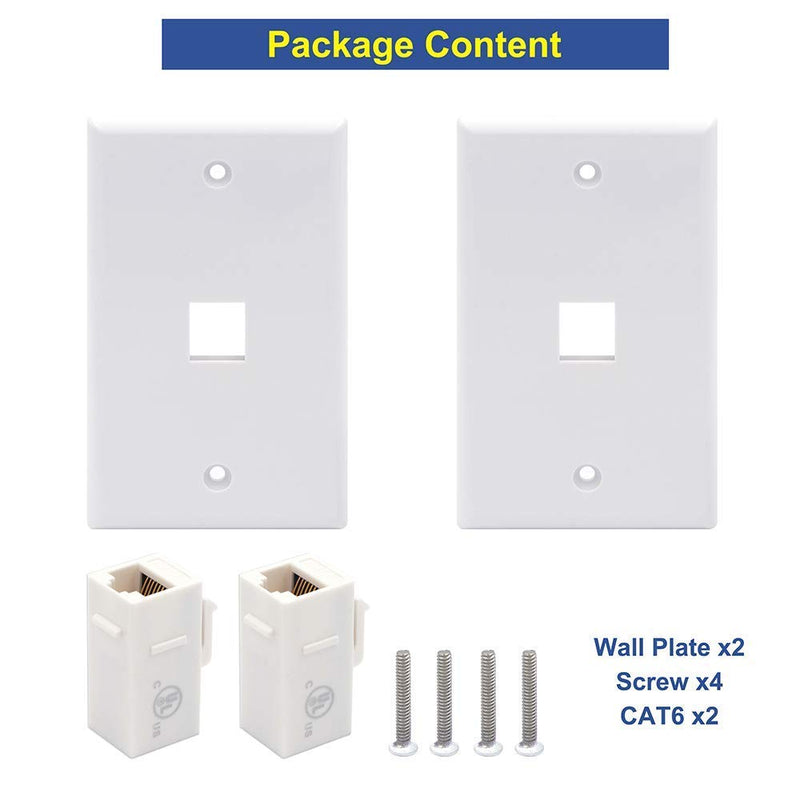  [AUSTRALIA] - VCE 2-Pack 1 Port Ethernet Wall Plate Bundle with RJ45 Cat6A Connectors 4-Pack, Tool-Free Reusable Shielded Ethernet Termination Plugs for 23AWG SFTP UTP Cable, 10G Easy Internet Plug