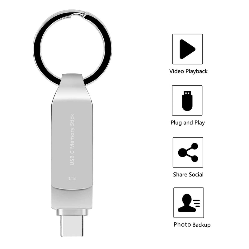  [AUSTRALIA] - USB 1TB Flash Drive Phone USB C Thumb Drive Android Photo Stick Memory Stick 1TB USB3.1 Type C Richwell for Android iPad USB C Devices MacBook Pro and Computers USB C-1TB 03 Silver Silver1TB