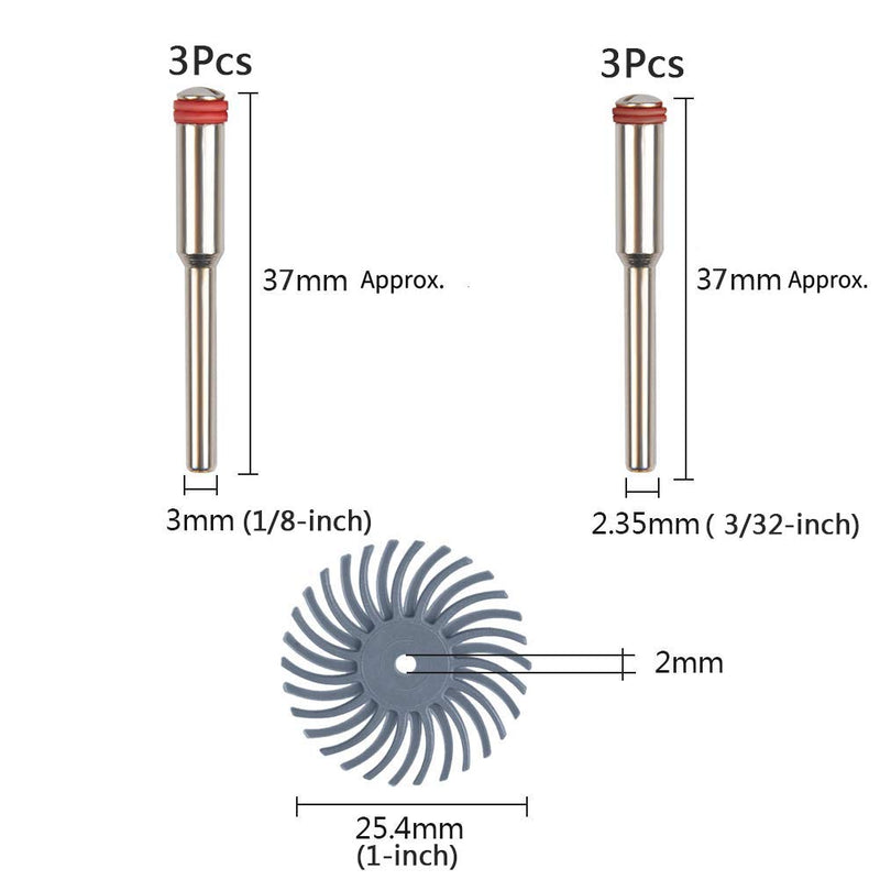  [AUSTRALIA] - BUYGOO 60pcs 1 Inch Bristle Disc Kit with 6pcs Mandrels for Rotary Tools, Detail Abrasive Wheel for Cleaning & Polishing, Radial Bristle Wheel with Grit 80 120 220 400 600 1000