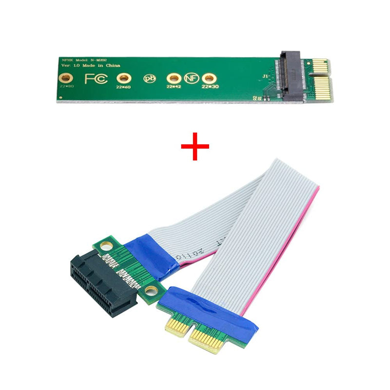  [AUSTRALIA] - Xiwai NGFF M-Key NVME AHCI SSD to PCI-E 3.0 1x x1 Vertical Adapter with Cable Male to Female Extension Green 1x