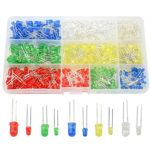  [AUSTRALIA] - BGTXINGI 500PCS 10 Values 5 Colors 3mm and 5mm LED Light Emitting Diodes Assorted Kits Electrical Components for Light Bulbs and Lamps