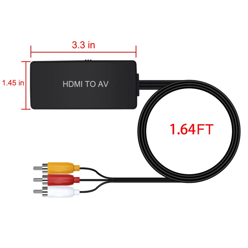  [AUSTRALIA] - HDMI to RCA Converter, HDMI to Composite Video Audio Converter Adapter, HDMI to AV, Supports PAL/NTSC for PS4, Xbox, Switch, TV Stick, Blu-Ray, DVD Player, HDMI to RCA Converter