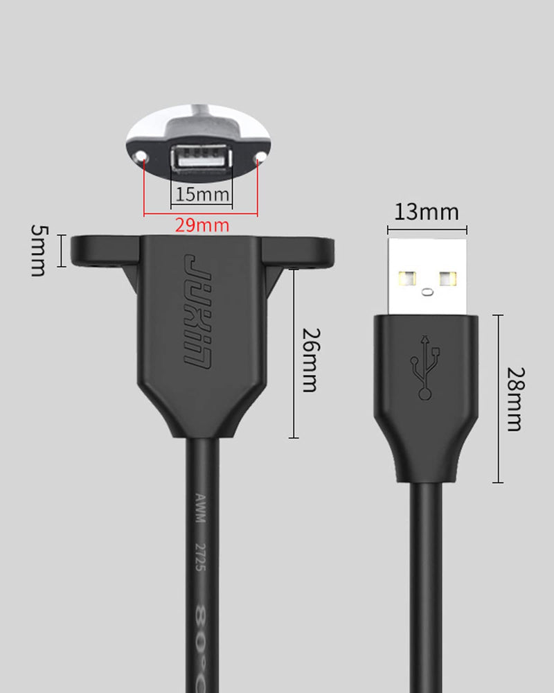  [AUSTRALIA] - 2Pack USB2.0 Male to Female Extension Cable with Ears can be Fixed Various Chassis/Cabinets/Panels USB Extender W/Screw nut for USB Panel Mount (USB2.0, 3FT)