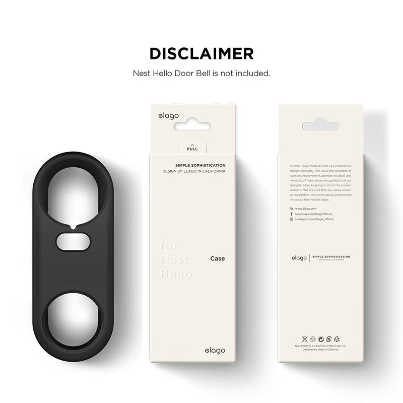  [AUSTRALIA] - elago Silicone Case Designed for Google Nest Hello Doorbell Cover (Black) - Full Protection, Night Vision Compatible [US Patent Registered] Black