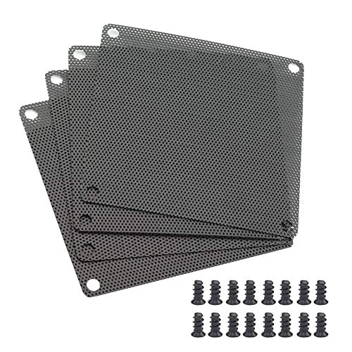  [AUSTRALIA] - 80mm Computer Fan Filter, 8cm PC Fan Dust Filter, 3.15 Inches Black PVC Dustproof Mesh Cover Guard for Computer Cooler Fan Case with M5×10 Screws - 4 Pack (80mm)