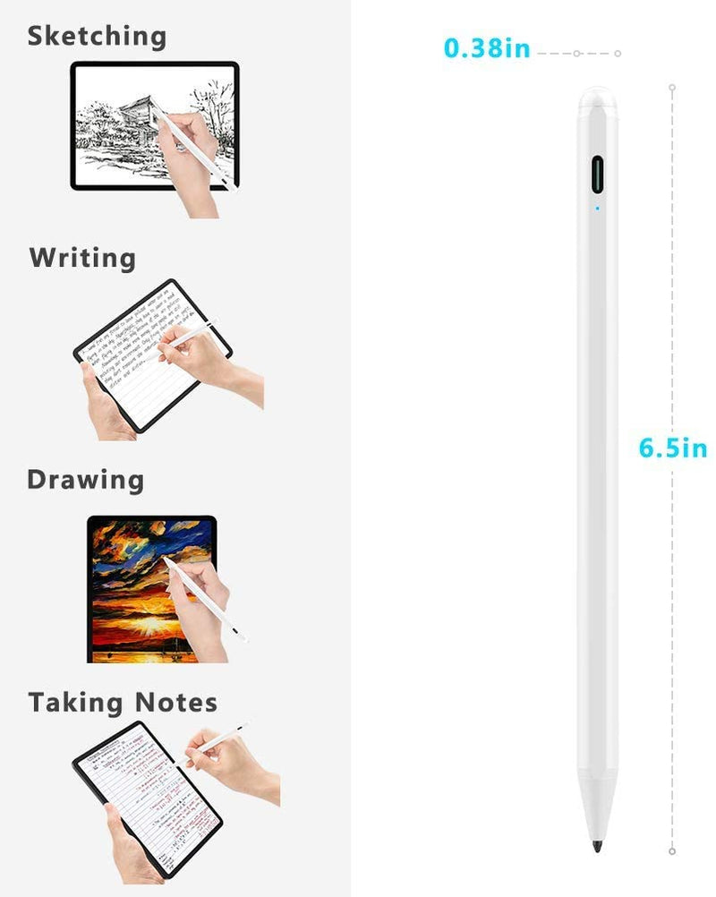 Stylus Pen for Apple iPad with Palm Rejection, Active Pencil Compatible with (2018-2020) iPad Pro 11 & 12.9 inch, iPad 8th/7th/6th Gen, iPad Air 4th/3rd Gen,iPad Mini 5th Gen A-White - LeoForward Australia