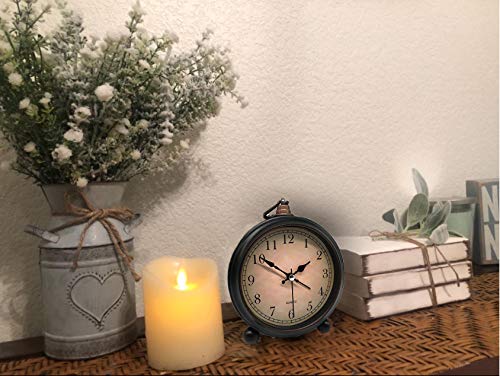  [AUSTRALIA] - Vintage Alarm Clock, Retro Analog Alarm Clock, 4 inch Super Silent Non Ticking Small Clock with Night Light, Battery Operated, Simply Design, for Living Room, Bedroom, Bedside, Desk, Gift Clock