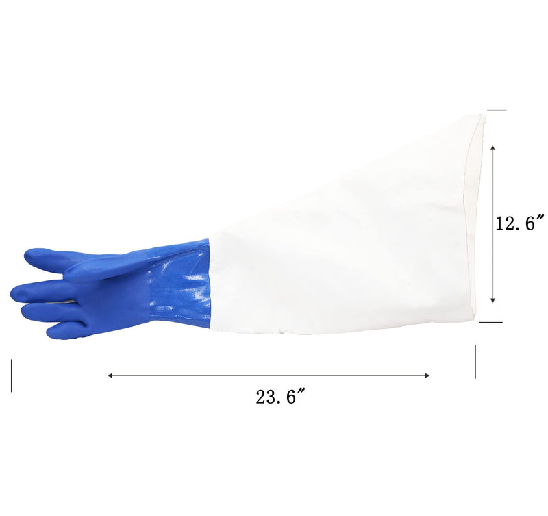  [AUSTRALIA] - Jewboer 23.6" Canvas Rubber Sandblasting Sand blaster Protection Gloves for Sandblast Cabinets XL,1 pair