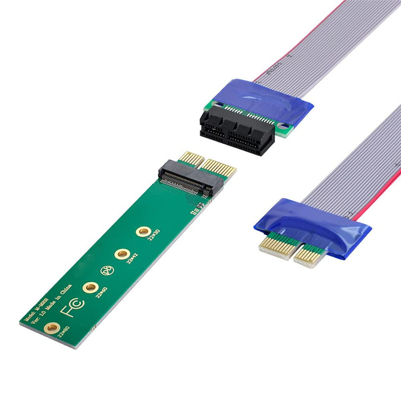  [AUSTRALIA] - Xiwai NGFF M-Key NVME AHCI SSD to PCI-E 3.0 1x x1 Vertical Adapter with Cable Male to Female Extension Green 1x