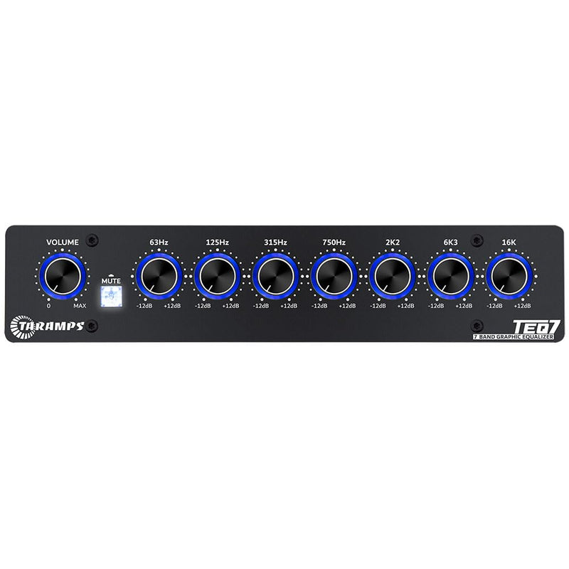  [AUSTRALIA] - Taramp's TEQ 7 Stereo 7-Band Graphic Equalizer RCA Input 2 Channels HPF and LPF Filters Mute Function Car Audio Equalizer EQ, Best Control for Car, Beat, Motorcycle (Blue) Blue