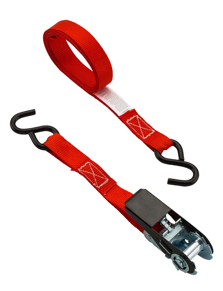  [AUSTRALIA] - TOPSKY Ratchet Tie Down Straps, 1 in x 10 ft Securing Straps, 900lb Break Strength, Red(4 Pack), RTD2004