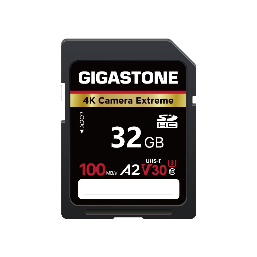  [AUSTRALIA] - Gigastone 32GB SD Card, 4K Camera Extreme, A2 V30 SDHC Memory Card High Speed 4K Full HD Video Compatible with Canon Nikon Sony Pentax Kodak Olympus Panasonic Digital Camera, with 1 Mini case Camera Extreme 32GB 1-Pack