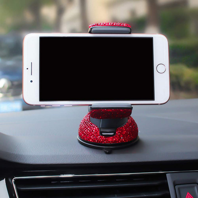  [AUSTRALIA] - idain Bling Car Phone Mount Luxury Rhinestone Bling Universal Car Stand Phone Holder Universal Cell Phone Holder for Dashboard (Red) Red