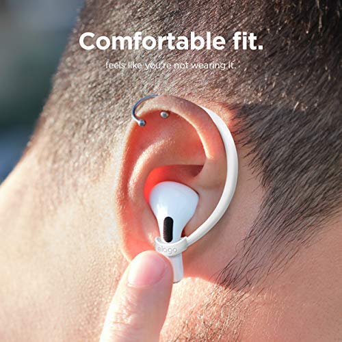 elago Ear Hooks Designed for Apple AirPods Pro and Designed for AirPods 1 & 2, Ergonomic Design, Durable TPU Construction, Full Access (White) [US Patent Registered] White - LeoForward Australia