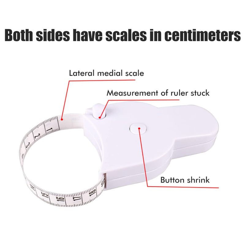  [AUSTRALIA] - Automatic Telescopic Tape Measure - 2 PCS Portable Body Measuring Tape Retractable Ruler Tool Caliper for Body Measurement: Waist, Hip, Bust, Arms, and More - Lock Pin and Push-Button Retract (White)