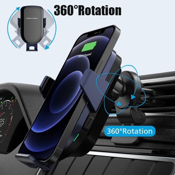  [AUSTRALIA] - Wireless Car Charger, Ennuts 15W Qi Fast Charging, Auto-Clamping Air Vent Car Phone Holder Mount Charger, Wireless Car Charger Mount for iPhone iPhone 14/13/13 Pro/12 pro/12/11/X/8, Samsung S22/S20+ Purple