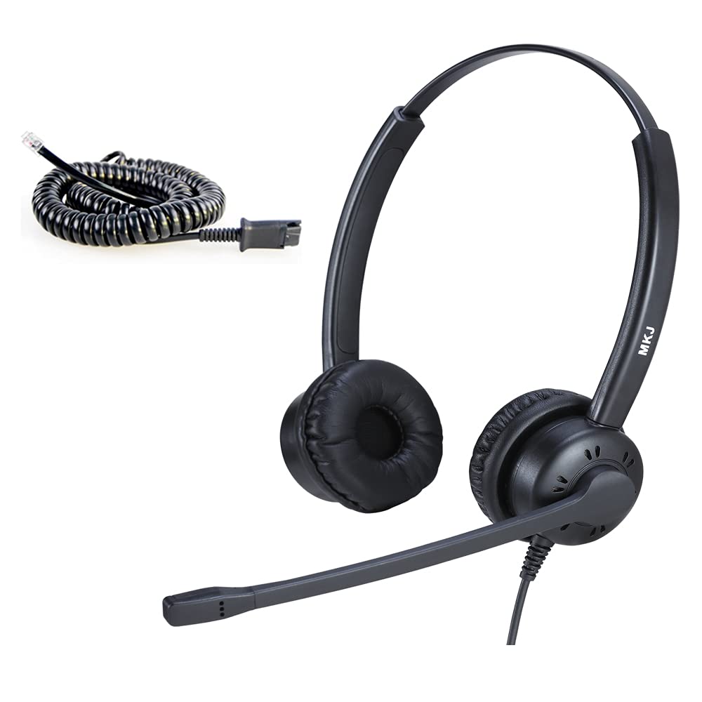  [AUSTRALIA] - MKJ Telephone Headset with Microphone Wired Headphones with Noise Cancelling Mic for Call Center Office Corded RJ9 Desk Phone Headset for Cisco 7821 7841 7861 7942G 7945G 7962G 7975G 8841 8865 9971