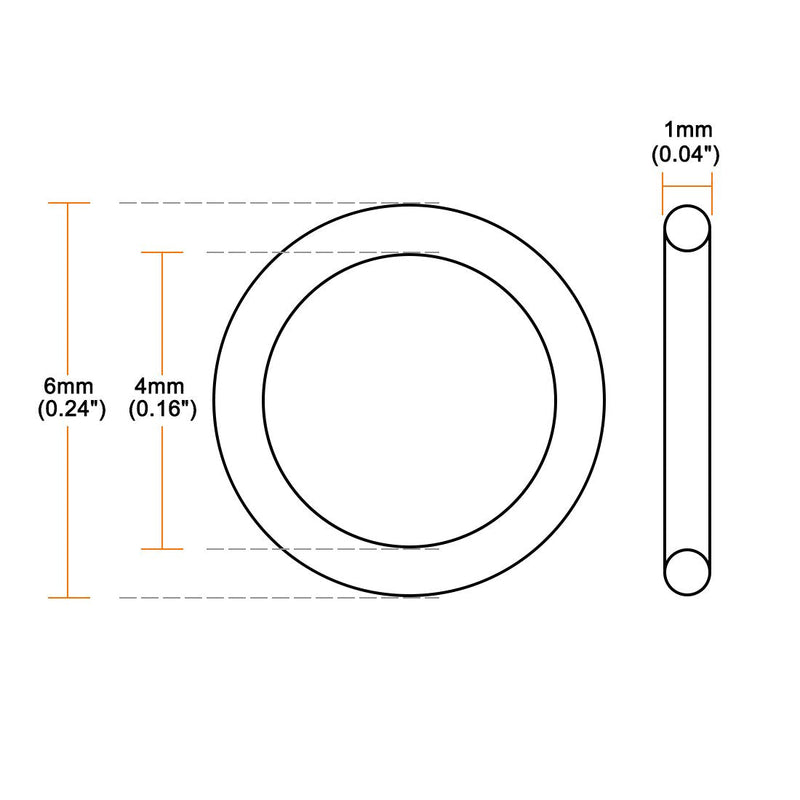  [AUSTRALIA] - uxcell Nitrile Rubber O-Rings 6mm OD 4mm ID 1mm Width, Metric Buna-N Sealing Gasket, Pack of 50 4mmx6mmx1mm