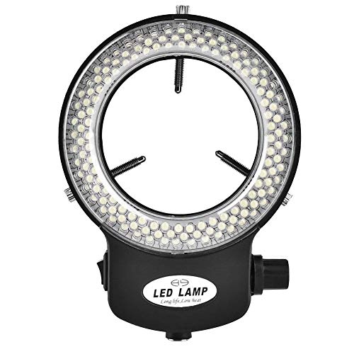  [AUSTRALIA] - Microscope Camera Ring Lamp 144 LED Beads Light Source Brightness Adjustable Variable Control Shadowless Lighting(US Plug 110‑220V (White))