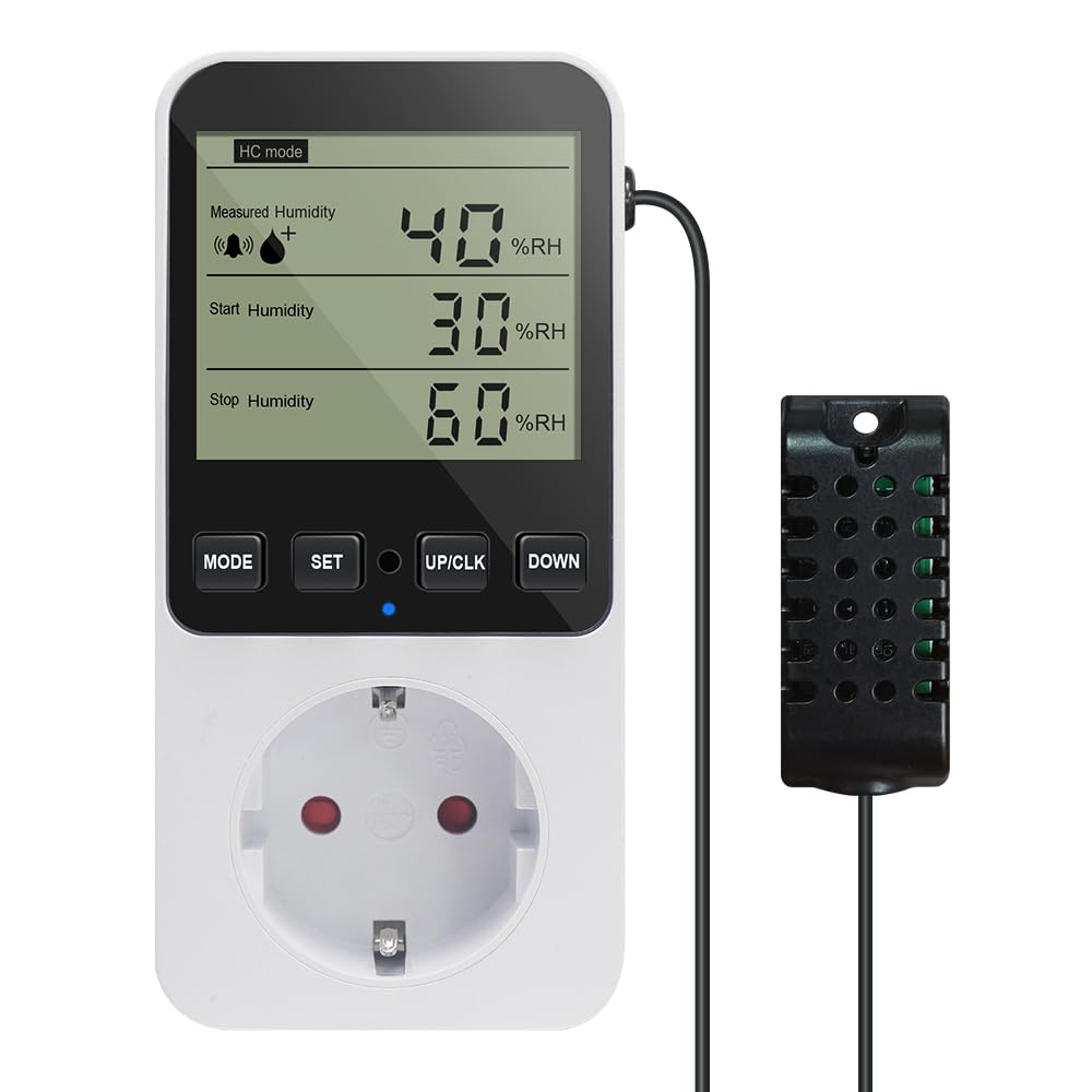  [AUSTRALIA] - KETOTEK Humidity Controller/Temperature Controller Socket 230V with Sensor, Digital Hygrostat Humidity Controller, Humidity Controller with Alarm for Humidifier Dehumidifier Mushroom Terrarium