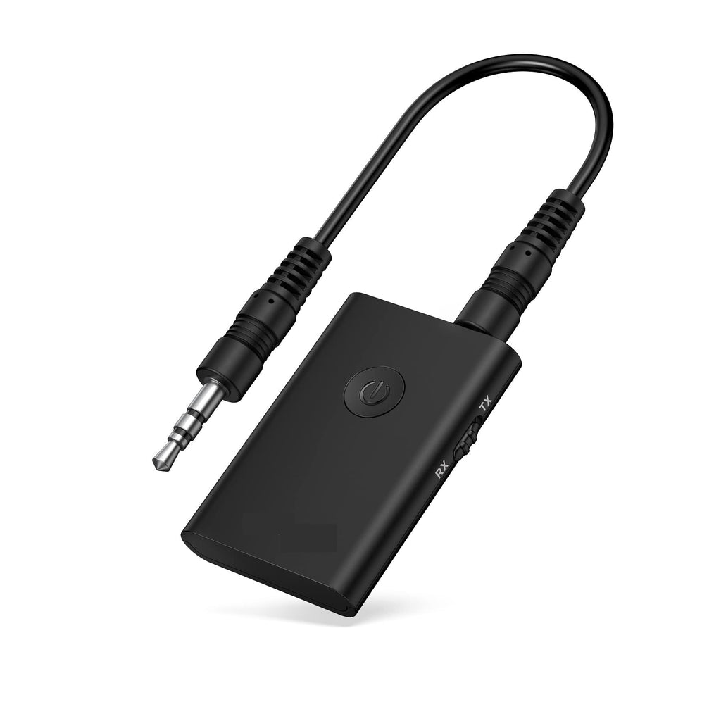  [AUSTRALIA] - V5.0 Bluetooth Transmitter Receiver for TV PC, 2-in-1 AUX Audio Adapter, Wireless 3.5mm Bluetooth Adapter for Headphones/Car/Home Stereo/Switch/Speakers, Simultaneously Pair 2 Devices 10.0Hrs Playtime