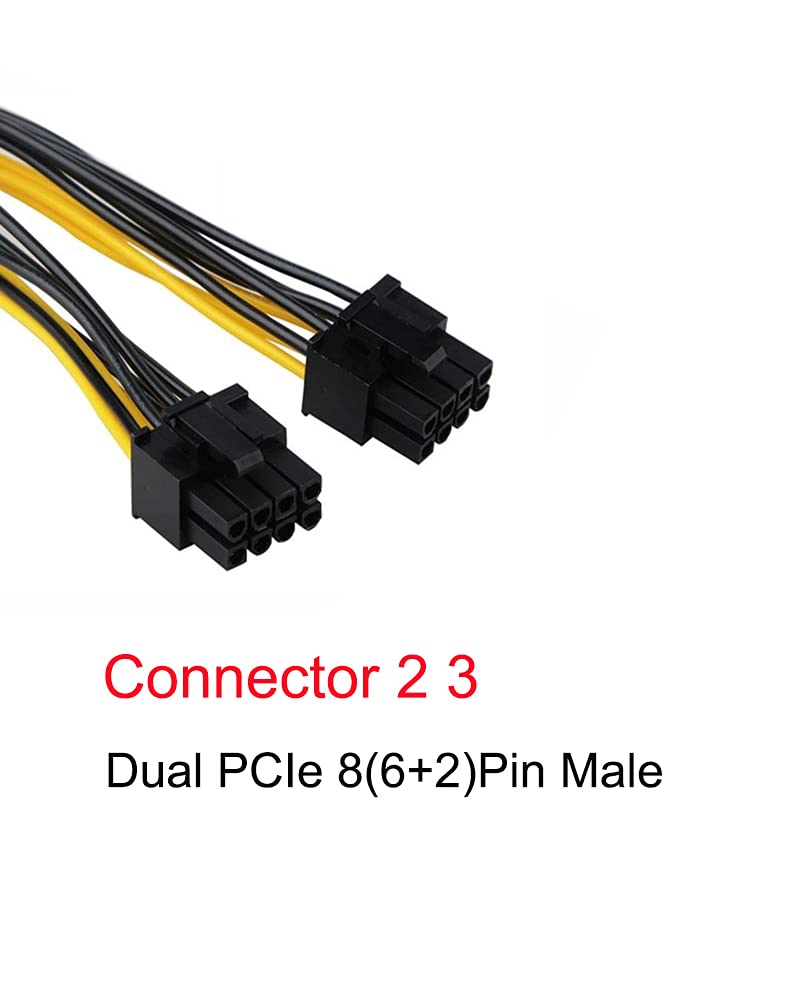  [AUSTRALIA] - (6 Pack) GPU VGA PCIe 8 Pin Female to Dual 8 Pin (6+2) Male PCI Express Adapter Splitter Power Cable 9 inch