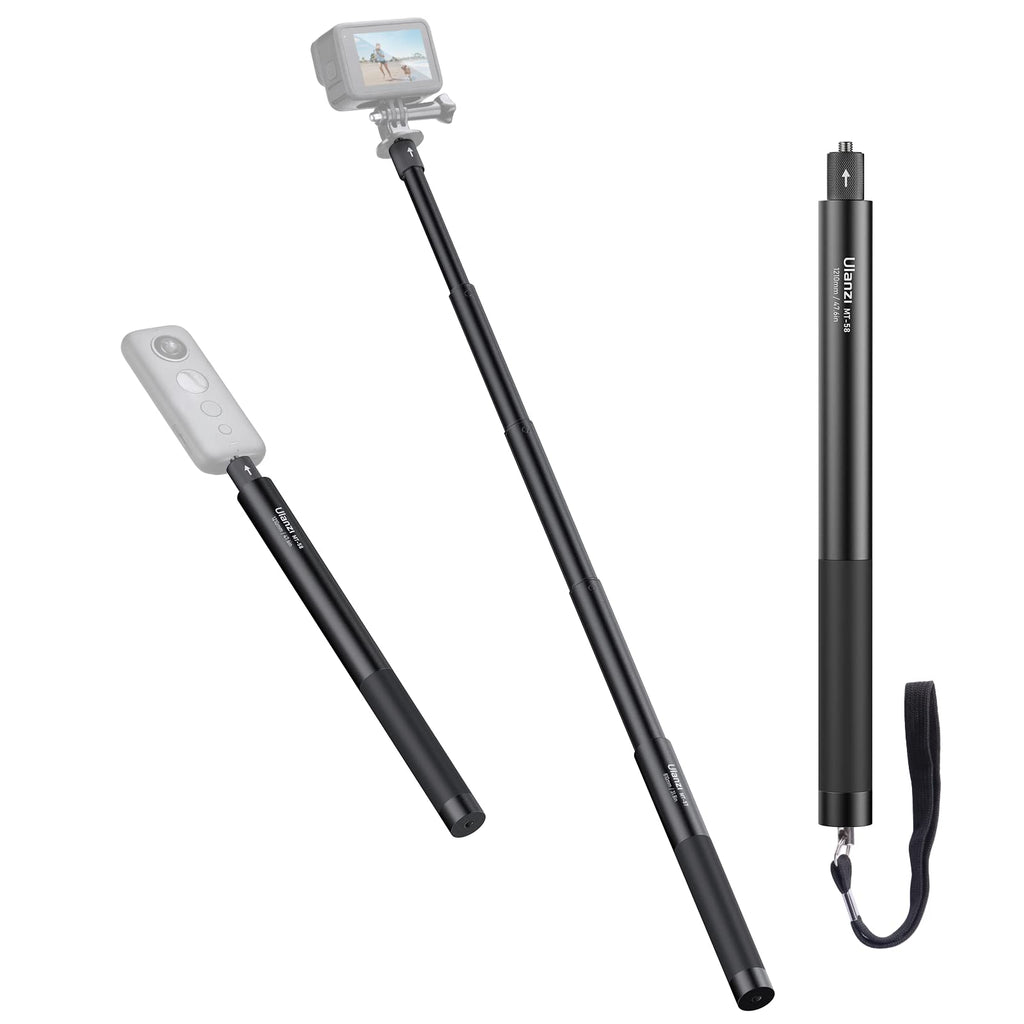  [AUSTRALIA] - 47.64" Action Cameras Selfie Stick Extendable for Insta360 Sports Camera, Selfie Vlogging Invisible Extension Pole 47.64 inch Length