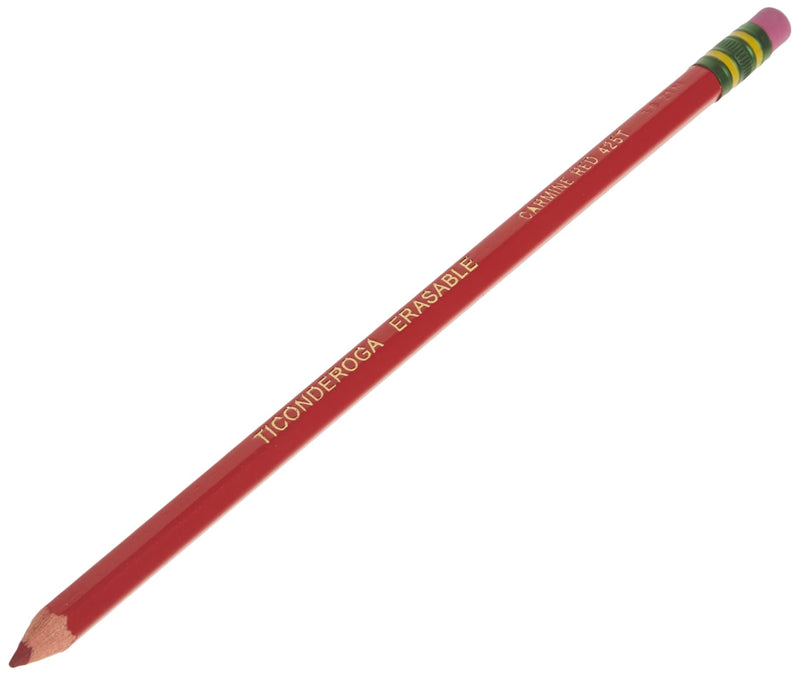  [AUSTRALIA] - Ticonderoga Erasable Checking Pencils with Eraser, Pre-sharpened, Red, 12-Pack (14259) 12 Count (Pack of 1)