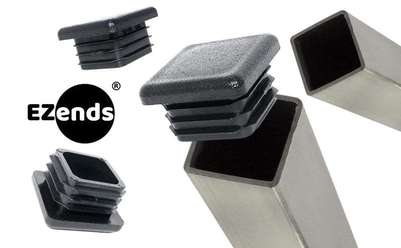  [AUSTRALIA] - EZends 1 Inch (10-14 Gauge) Polyethylene Square Tubing End Caps (10 PK) Plastic Plugs / End Caps / Plastic End Caps / Plastic Plugs for Square Tubing / Black Plastic Square Plugs / Cap Plug 10 10/14 USA